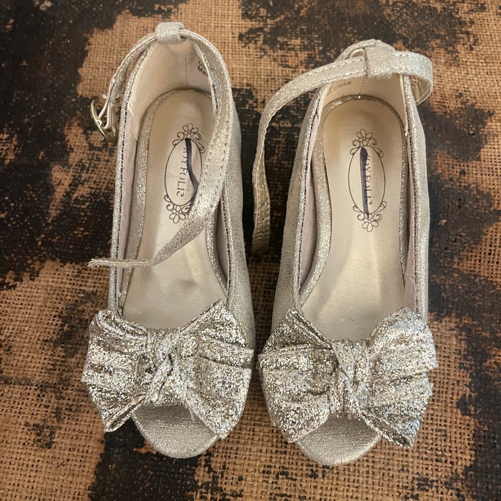 Joyfolie Gold glitter Sparkle Ankle Strap mini heel